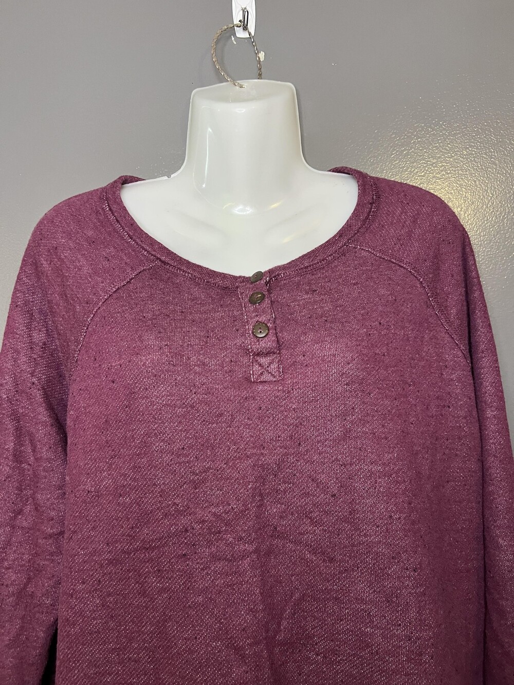 Honeydew Sweater Womens Small Purple Henley Scoop Neck Raglan Knit Pullover